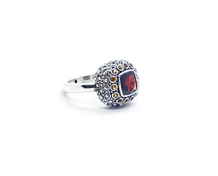 Garnet mystic ring with citrine and garnet set in sterling silver DHB346