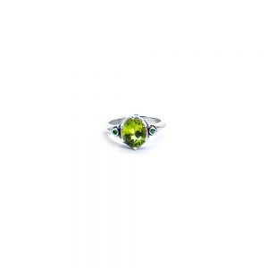 Peridot crown ring with green garnet and ruby set in sterling silver DP102