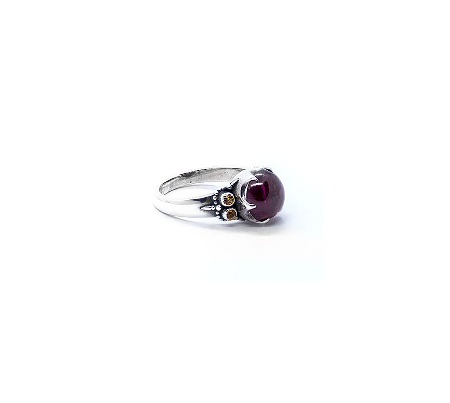 Garnet crown ring with citrine set in sterling silver sold DP31