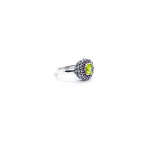 Peridot mystic ring with rubies set in sterling silver DP73