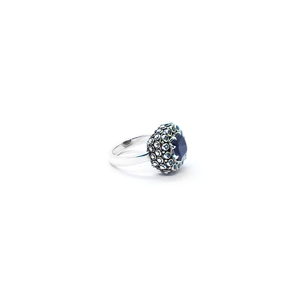 Iolite mystic ring with aquamarine set in sterling silver R26