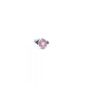 Rosequartz crown ring with garnet and ruby set in sterling silver S608