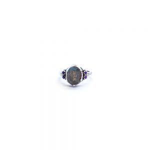 labradorite crown ring with amethyst set in sterling silver S634