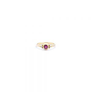 Pink tourmaline ring with diamond set in 22ct gold S638