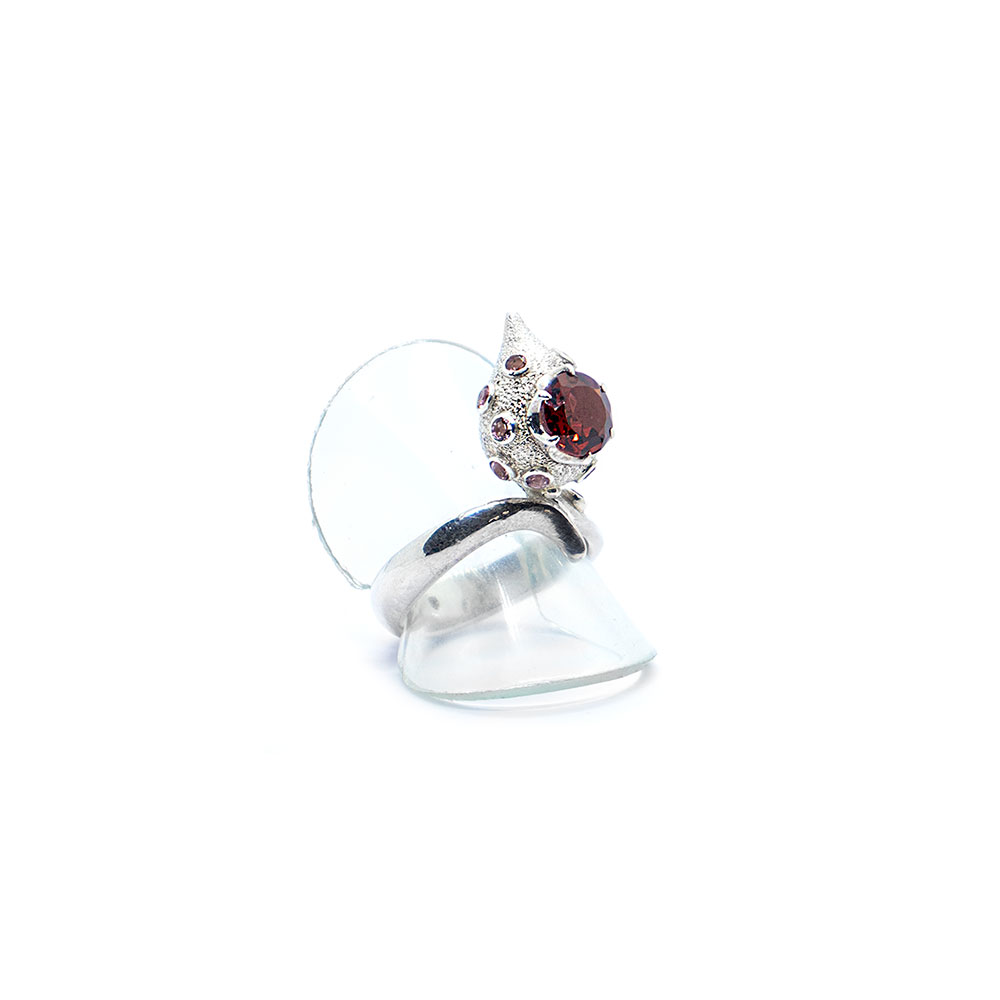Iolite bird ring with pink tourmaline and aquamarine set in 22ct gold S661