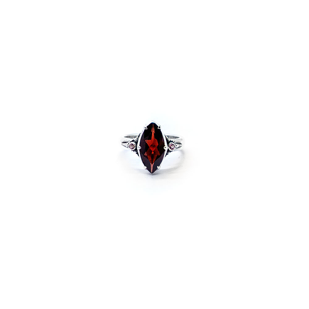 Garnet crown ring with pink tourmaline set in sterling silver S716