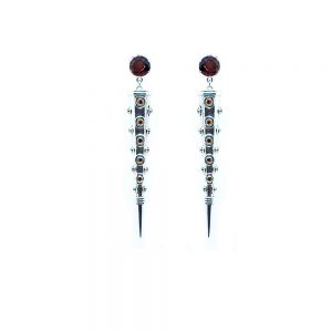 Garnet cone earring with citrine set in sterling silver S734