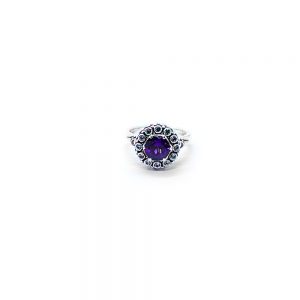 Amethyst chalice ring with aquamarine, pink tourmaline and blue topaz set in sterling silver DHB314