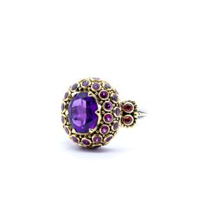 Amethyst princess ring with pink tourmalines S729