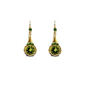 Peridot drop earrings with green Garnets set in 22ct Gold BN187