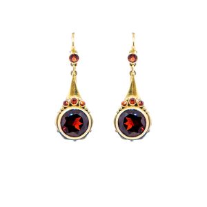 Garnet drop earrings with orange sapphires set in Gold - SB26