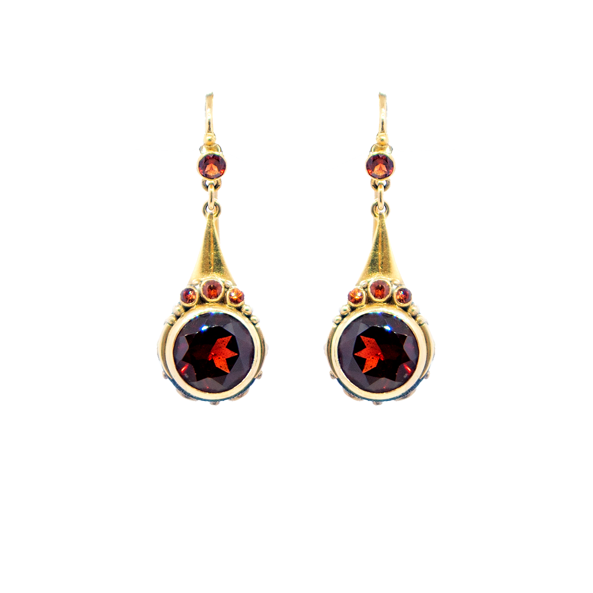 Garnet drop earrings with orange sapphires set in Gold – SB26