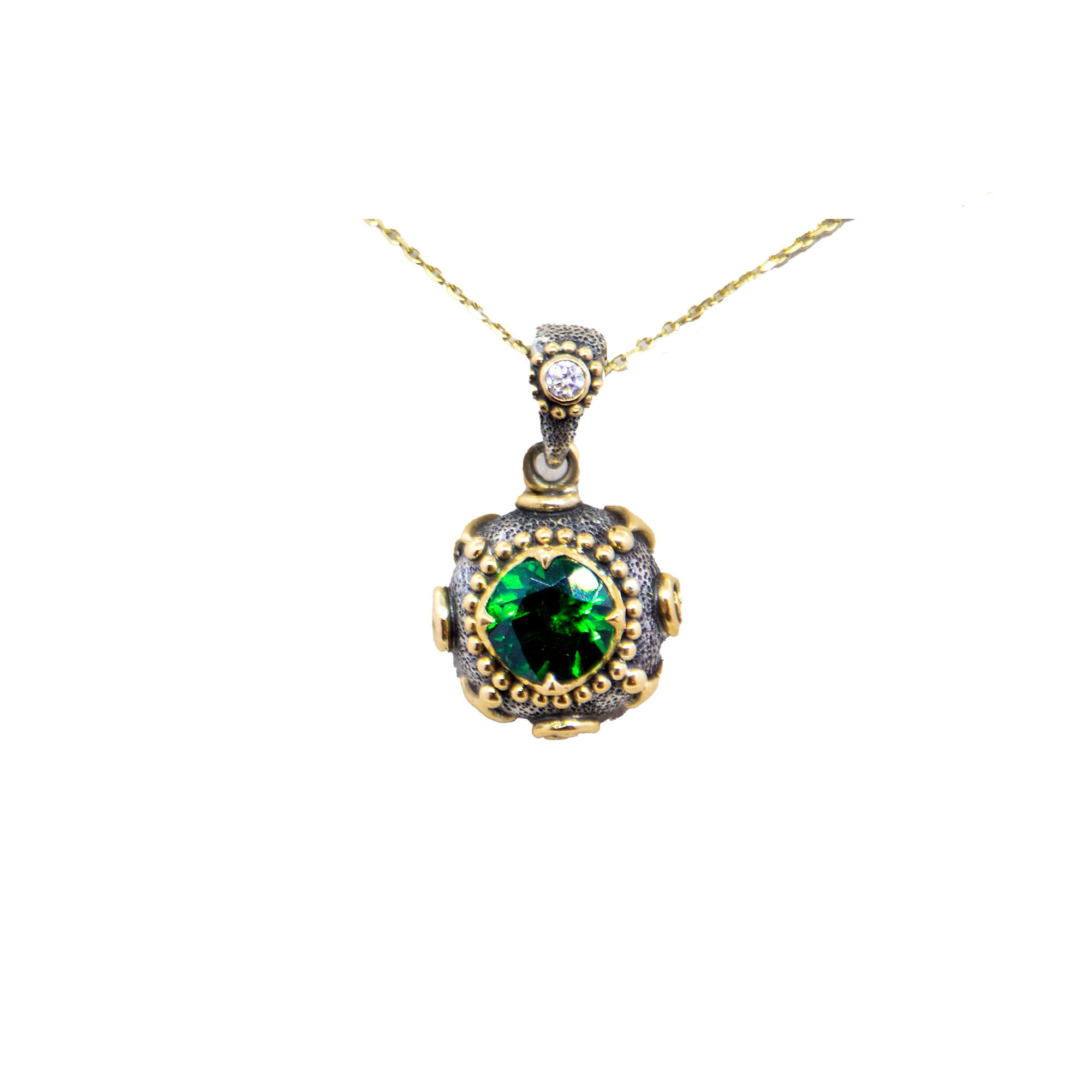 Green tourmaline Juno pendant with Pink Tourmaline -Bn297