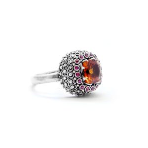 Citrine Mystic ring with Rubies, Sterling Silver-Bn168