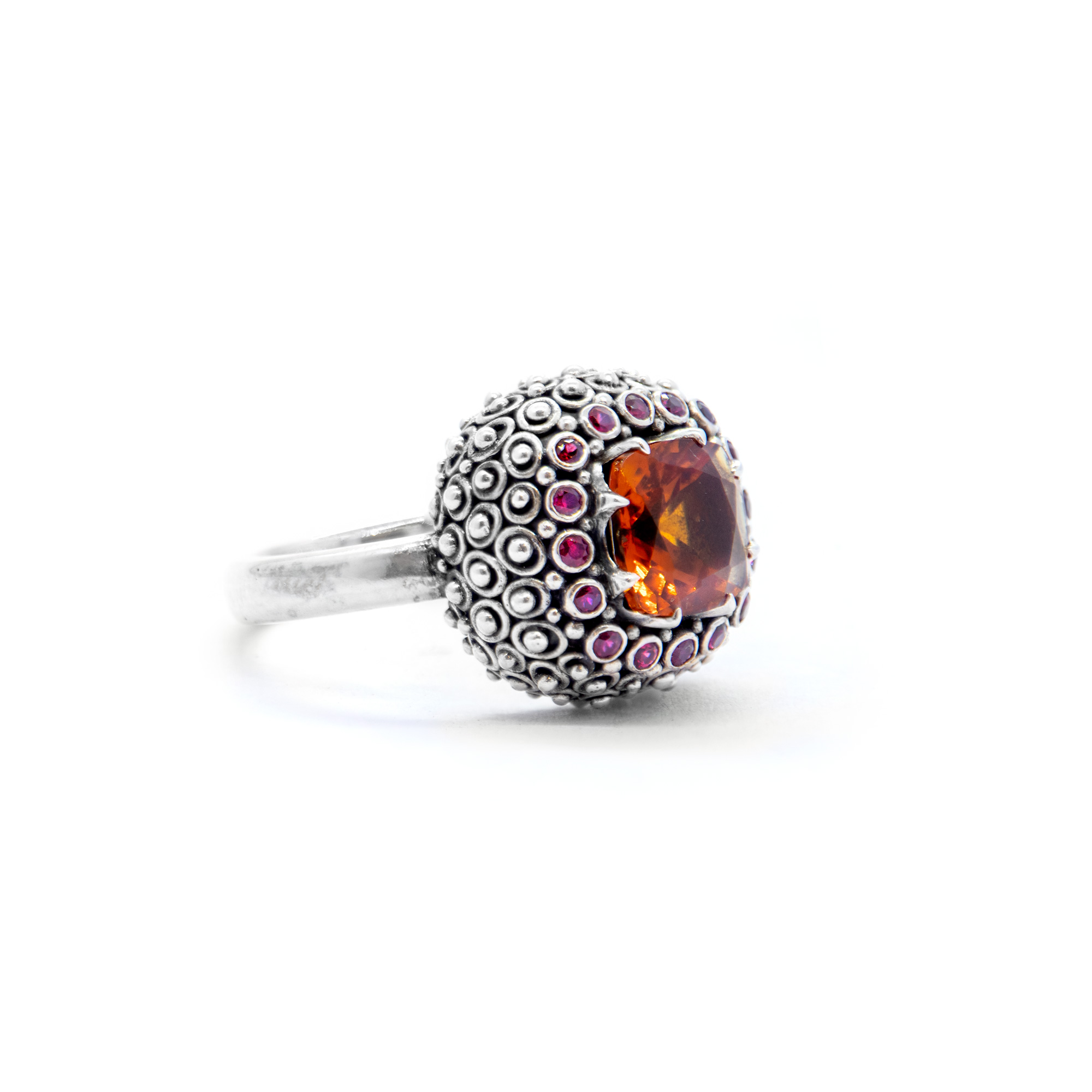 Citrine Mystic ring with Rubies, Sterling Silver-Bn168