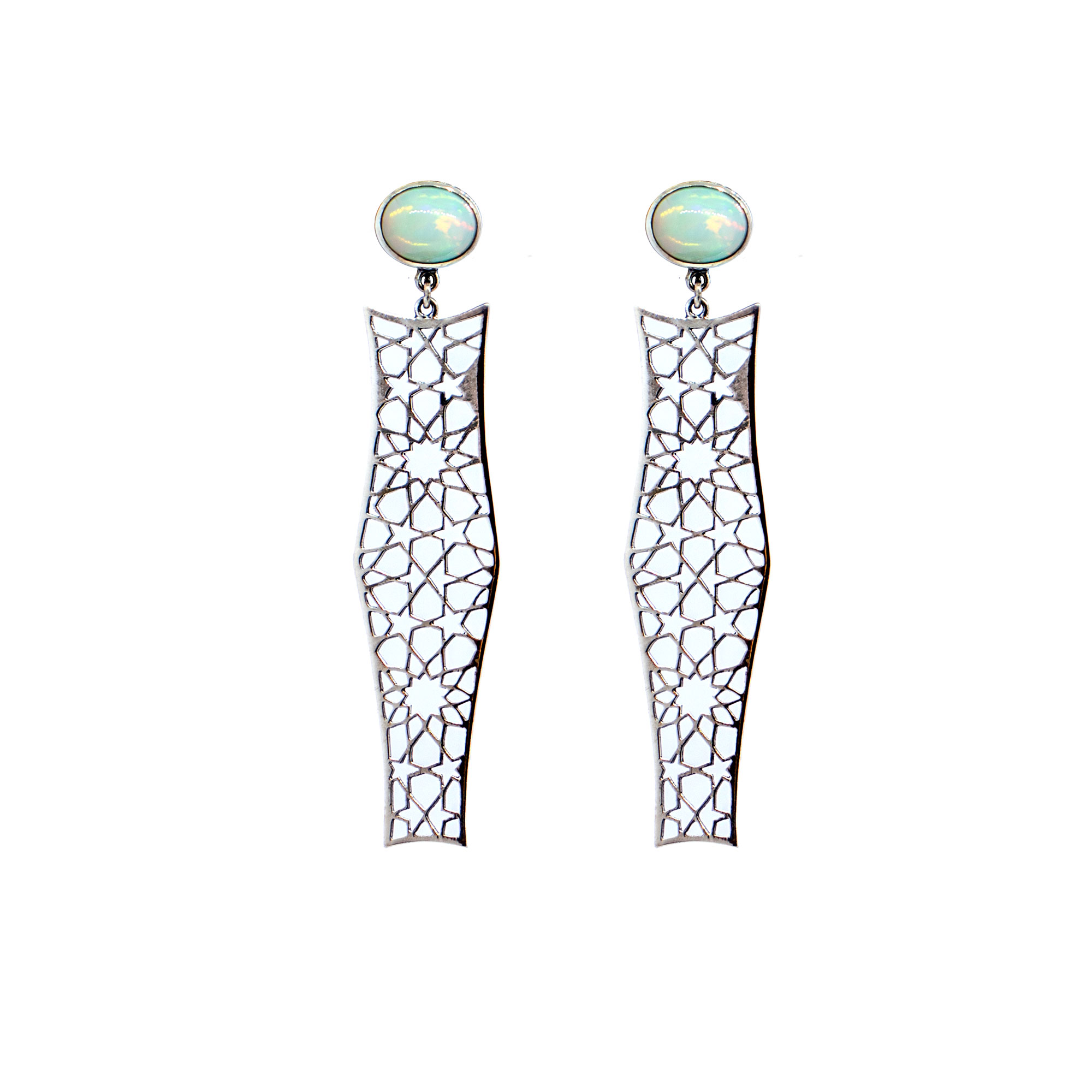 Opal Geo earrings set in Silver -Bn196