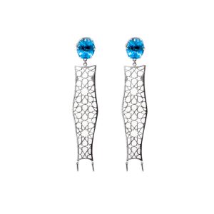 Blue Topaz Geo earrings set in Silver -Bn197