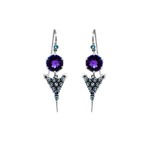 Amethyst Agni earrings with Blue Topaz set in Silver- Bn210