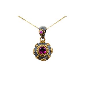 Pink Tourmaline Juno pendant set in 22ct Gold -Bn238