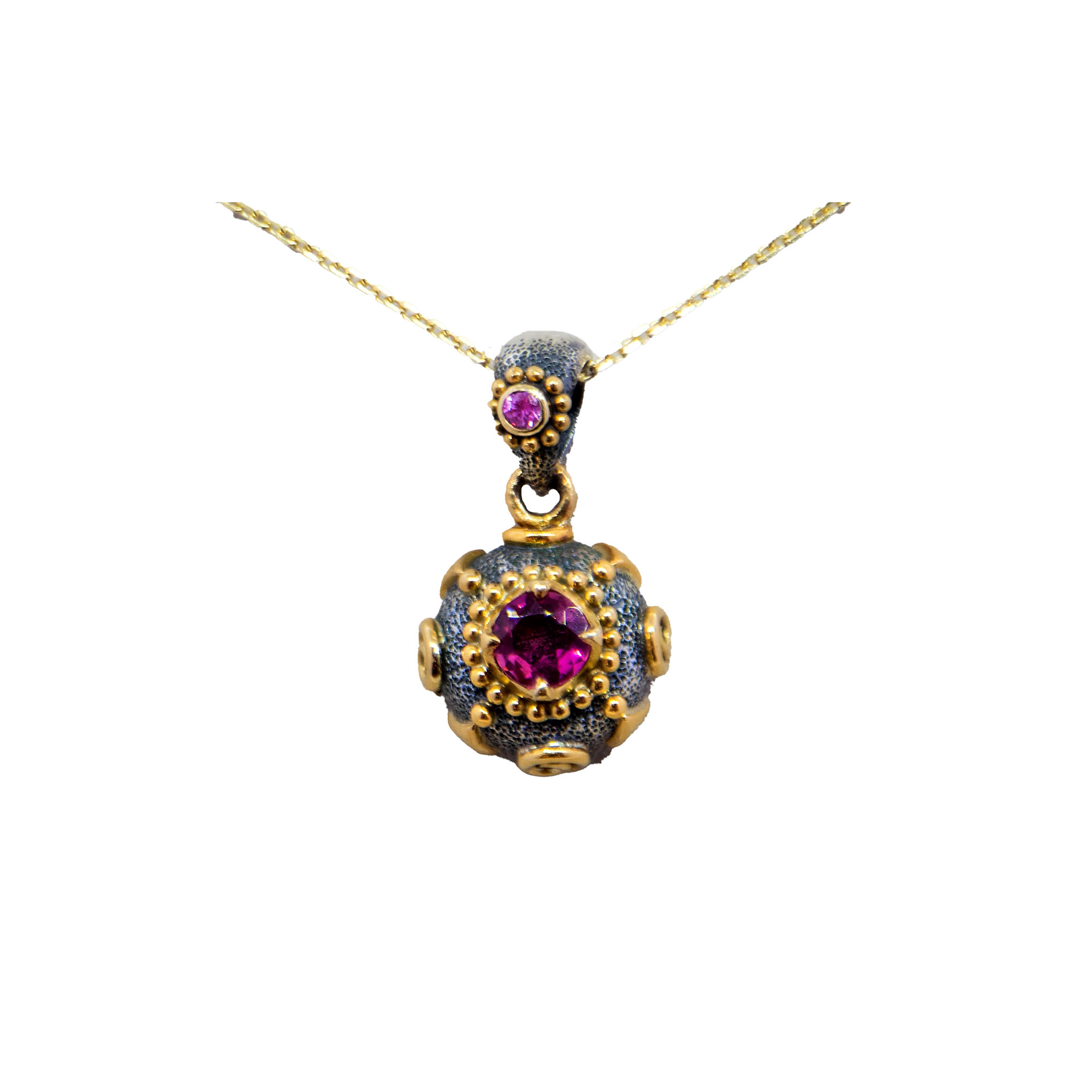 Pink Tourmaline Juno pendant set in 22ct Gold -Bn238