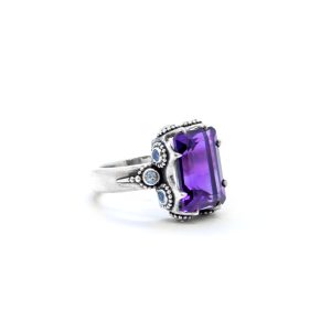 Amethyst Tura ring with Blue Topaz, sterling silver-Bn96