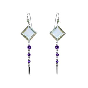 Green Amethyst Luxor earrings with amethysts , sterling silver -Su110