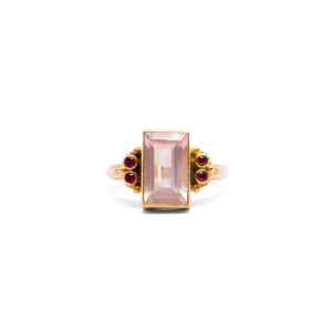 Rosequartz Treasure ring wirh Rubies-BN311