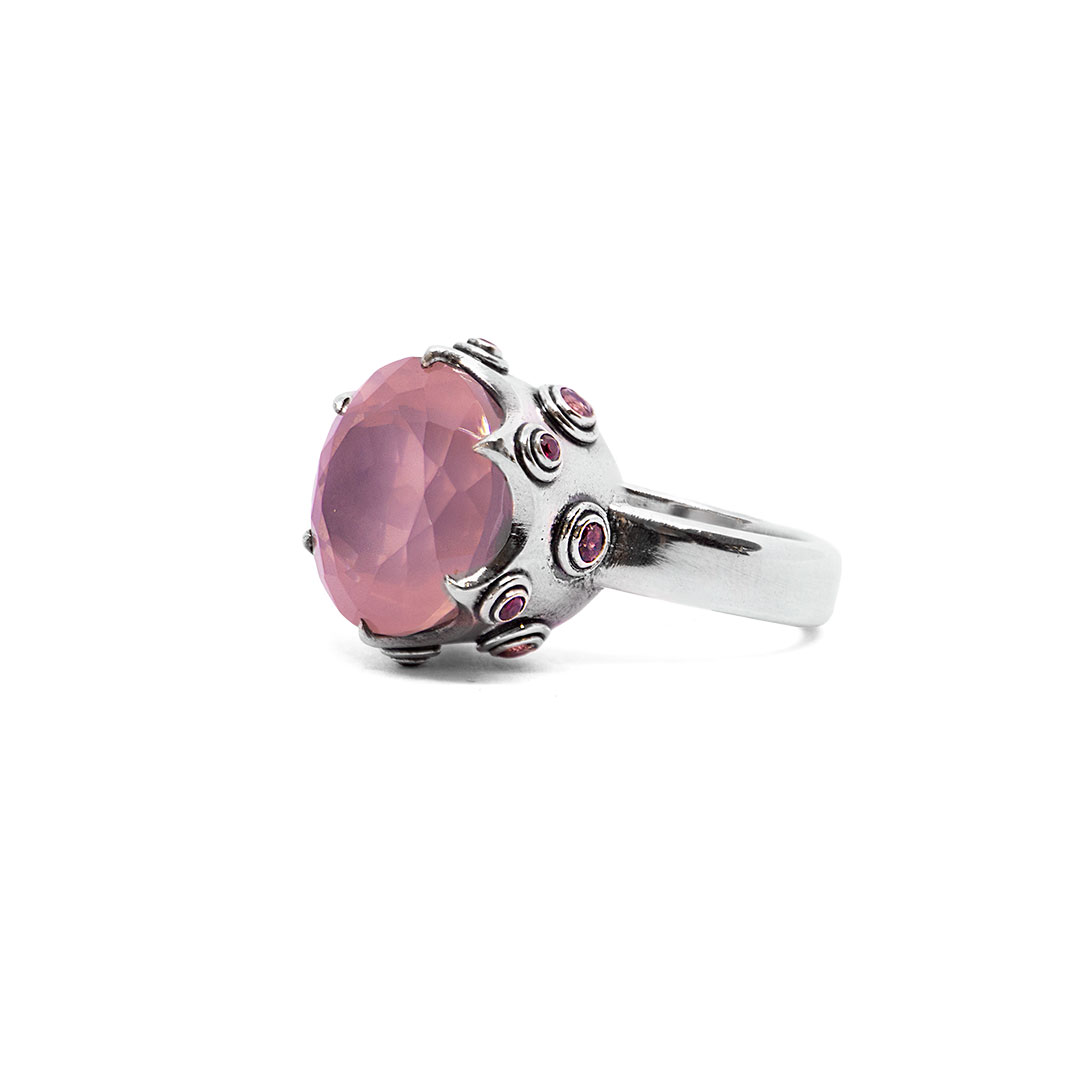 Rosequartz Tura ring with Rubies and Pink Tourmalines-BN112