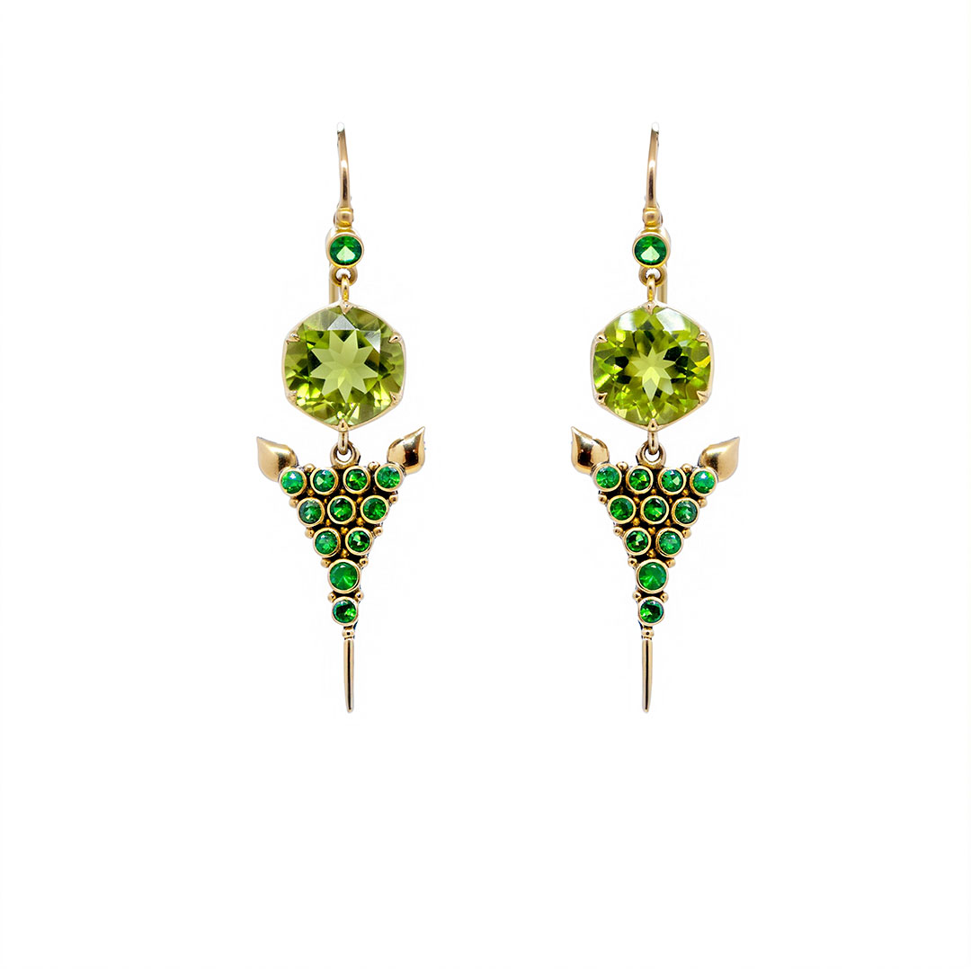 Peridot Agni earrings with Green Garnet-BN244