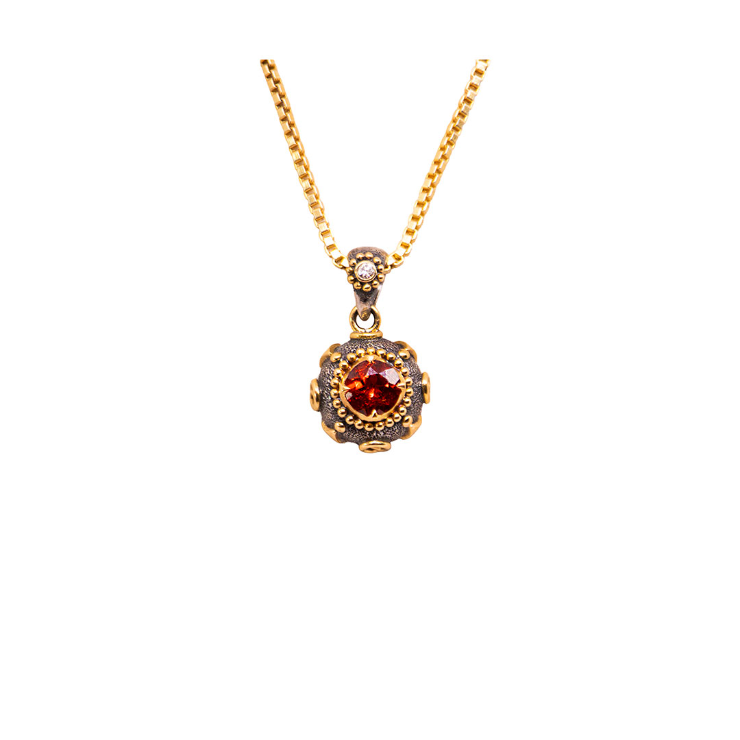Orange Garnet Juno pendant with Diamonds-BN296