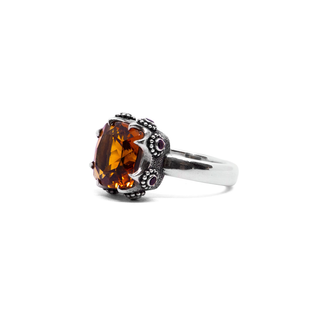 Madeira Citrine Tura ring with Amethysts-BN67