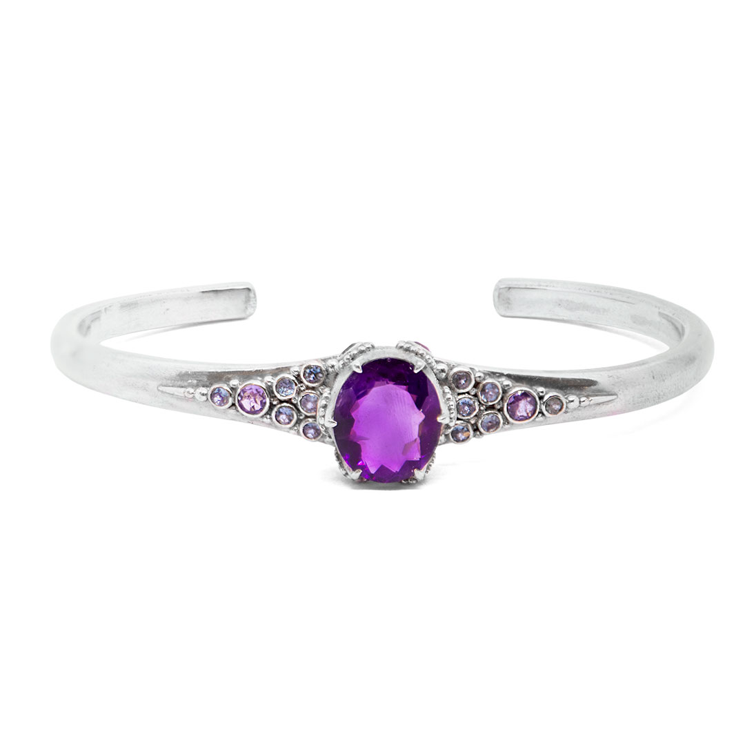 Amethyst Tura bangle with Tanzanites and Blue Topaz-S669
