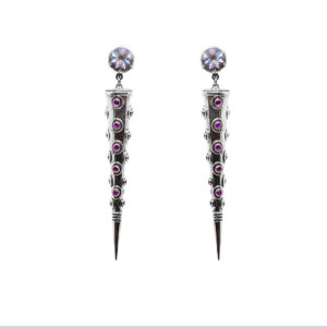 Blue Topaz Cone earrings with Amethysts-S735