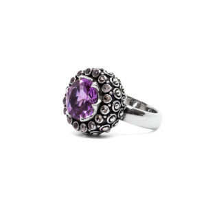 Amethyst Chalice ring with Aquamarines-SU132